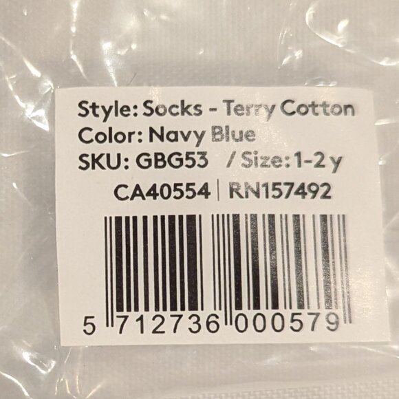 NWT GoBabyGo Non-Slip Rubber Grip Tall Socks (Navy, Organic Cotton Terry) - Picture 7 of 9